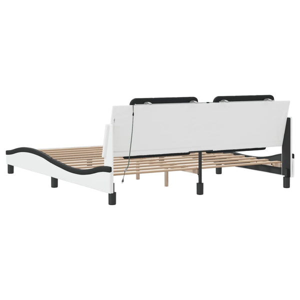 vidaXL Cadre de lit avec LED sans matelas « Zadar » Blanc et noir 180x200 cm