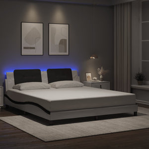 vidaXL Cadre de lit avec LED sans matelas « Zadar » Blanc et noir 180x200 cm