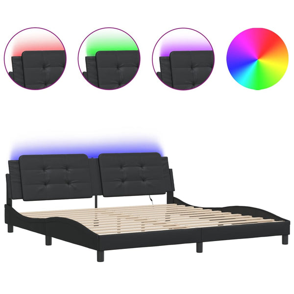 vidaXL Cadre de lit LED sans matelas « Zadar » noir 200x200 cm