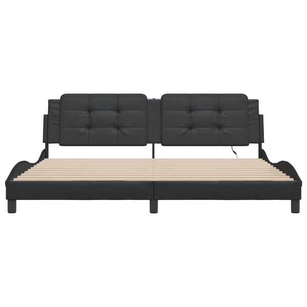 vidaXL Cadre de lit LED sans matelas « Zadar » noir 200x200 cm