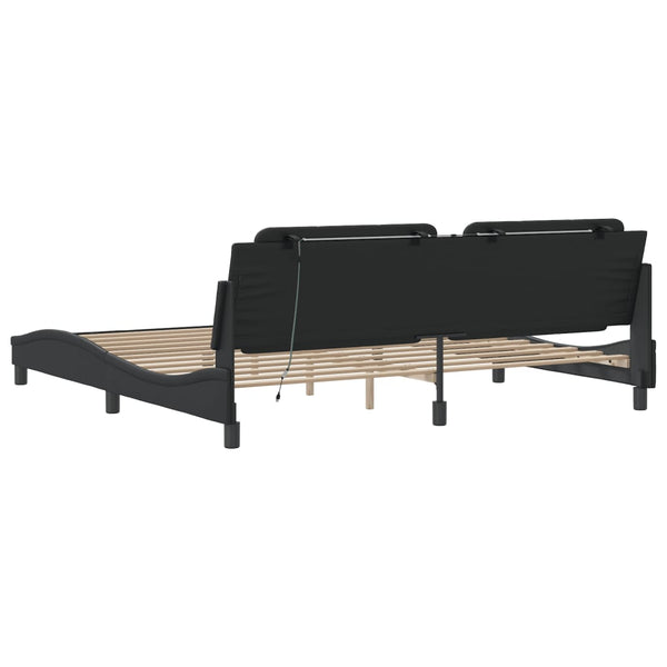 vidaXL Cadre de lit LED sans matelas « Zadar » noir 200x200 cm