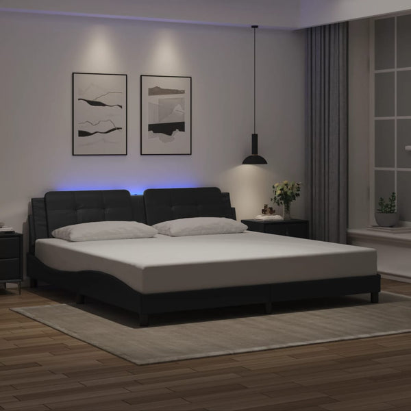 vidaXL Cadre de lit LED sans matelas « Zadar » noir 200x200 cm