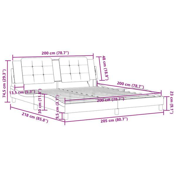 Bettgestell mit LED Weiß 200x200 cm