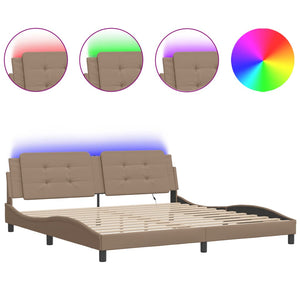 vidaXL Cadre de lit avec LED sans matelas "Zadar" marron cappuccino 200x200 cm