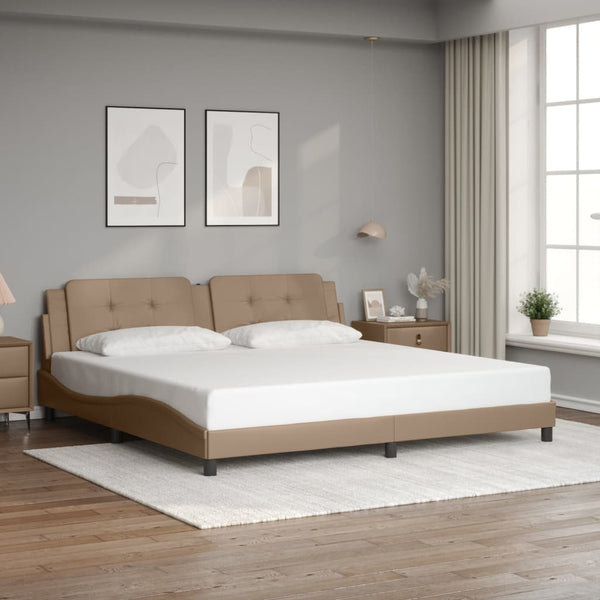 vidaXL Cadre de lit avec LED sans matelas "Zadar" marron cappuccino 200x200 cm