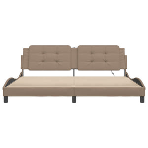 vidaXL Cadre de lit avec LED sans matelas "Zadar" marron cappuccino 200x200 cm