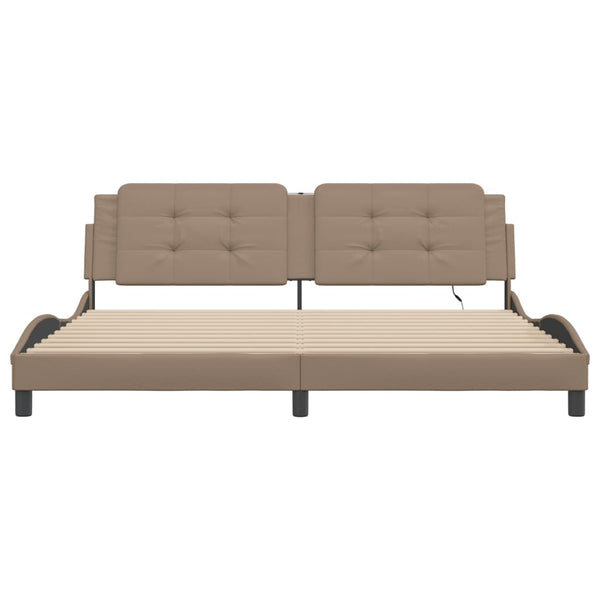 vidaXL Cadre de lit avec LED sans matelas "Zadar" marron cappuccino 200x200 cm