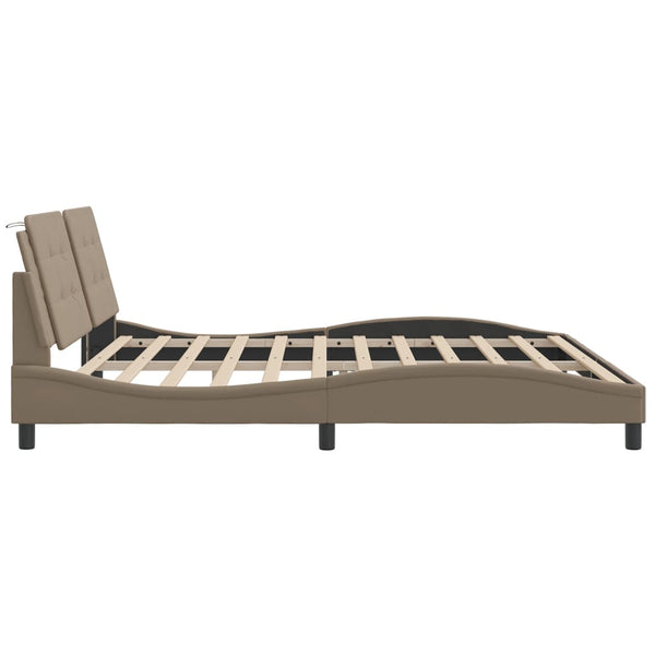 vidaXL Cadre de lit avec LED sans matelas "Zadar" marron cappuccino 200x200 cm