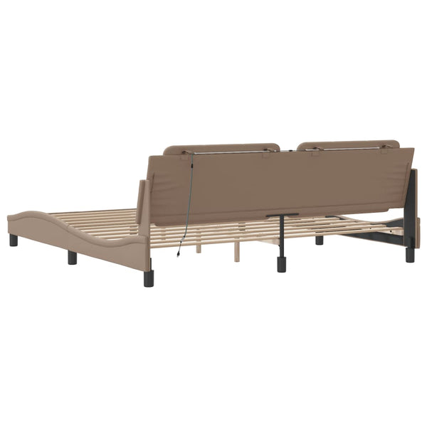 vidaXL Cadre de lit avec LED sans matelas "Zadar" marron cappuccino 200x200 cm