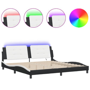 vidaXL Cadre de lit LED sans matelas « Zadar » noir et blanc 200x200 cm