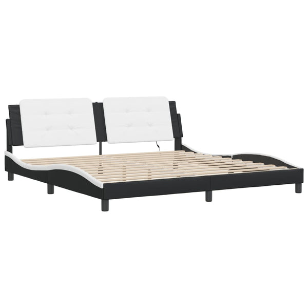 vidaXL Cadre de lit LED sans matelas « Zadar » noir et blanc 200x200 cm