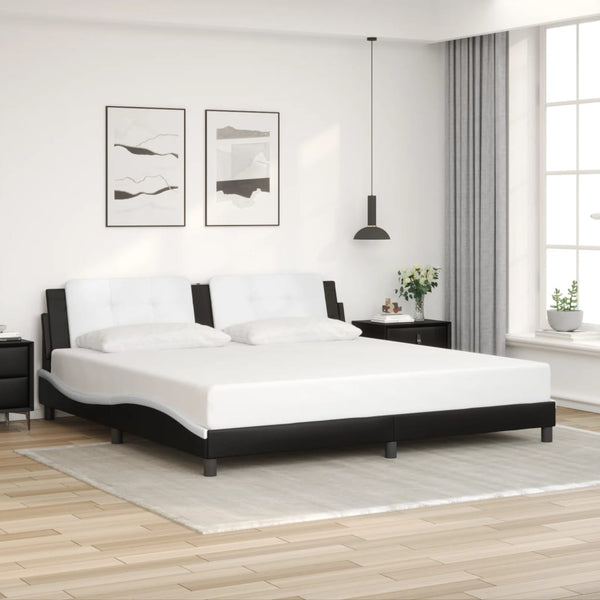vidaXL Cadre de lit LED sans matelas « Zadar » noir et blanc 200x200 cm