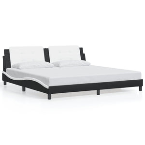 vidaXL Cadre de lit LED sans matelas « Zadar » noir et blanc 200x200 cm