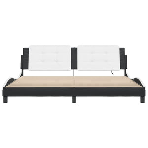 vidaXL Cadre de lit LED sans matelas « Zadar » noir et blanc 200x200 cm