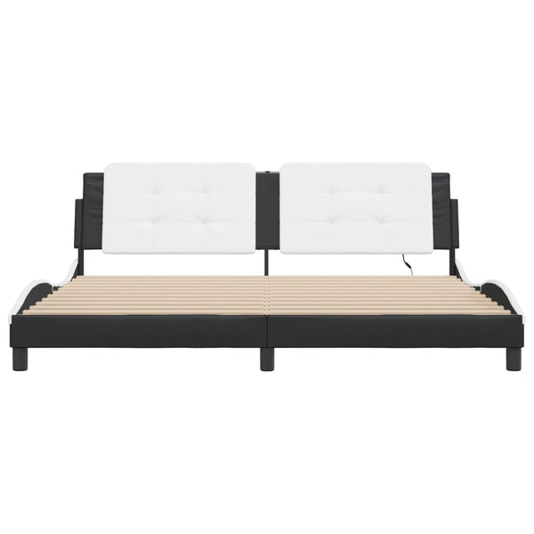 vidaXL Cadre de lit LED sans matelas « Zadar » noir et blanc 200x200 cm