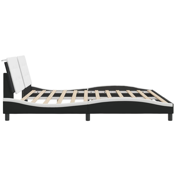 vidaXL Cadre de lit LED sans matelas « Zadar » noir et blanc 200x200 cm