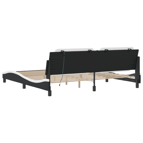 vidaXL Cadre de lit LED sans matelas « Zadar » noir et blanc 200x200 cm