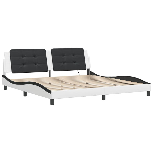 vidaXL Cadre de lit avec LED sans matelas "Zadar" Blanc et noir 200x200 cm