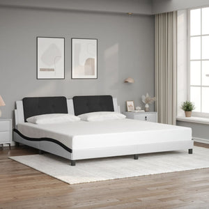 vidaXL Cadre de lit avec LED sans matelas "Zadar" Blanc et noir 200x200 cm