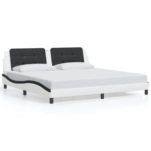 vidaXL Cadre de lit avec LED sans matelas "Zadar" Blanc et noir 200x200 cm