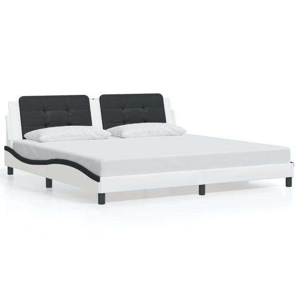 vidaXL Cadre de lit avec LED sans matelas "Zadar" Blanc et noir 200x200 cm
