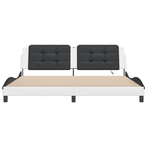 vidaXL Cadre de lit avec LED sans matelas "Zadar" Blanc et noir 200x200 cm