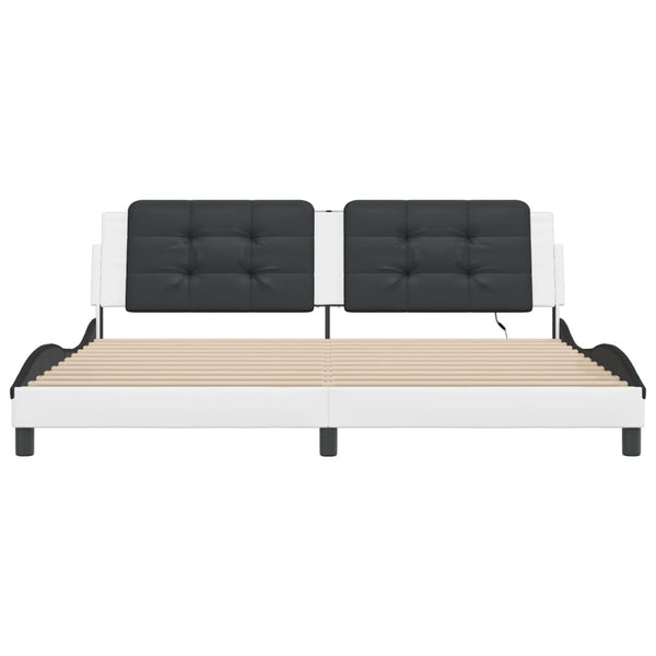 vidaXL Cadre de lit avec LED sans matelas "Zadar" Blanc et noir 200x200 cm