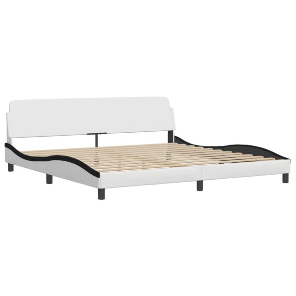 vidaXL Cadre de lit avec LED sans matelas "Zadar" Blanc et noir 200x200 cm