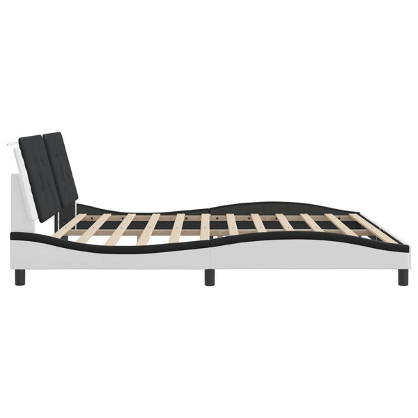 vidaXL Cadre de lit avec LED sans matelas "Zadar" Blanc et noir 200x200 cm