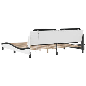 vidaXL Cadre de lit avec LED sans matelas "Zadar" Blanc et noir 200x200 cm