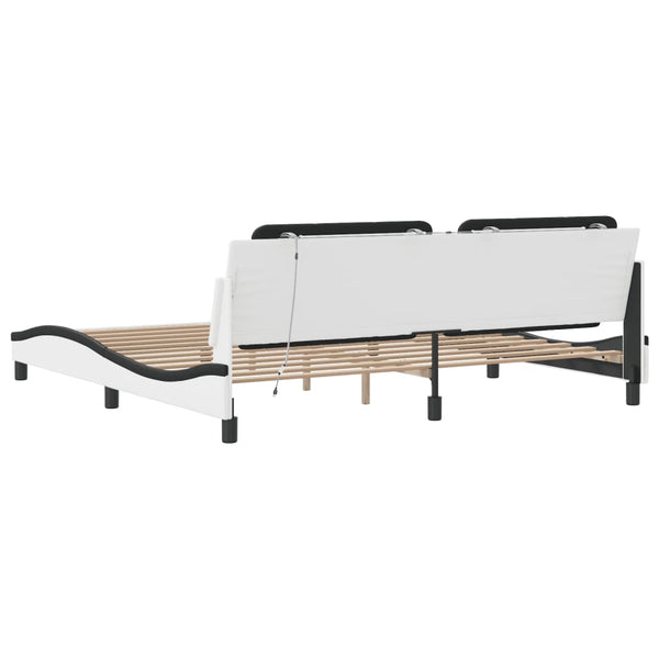 vidaXL Cadre de lit avec LED sans matelas "Zadar" Blanc et noir 200x200 cm
