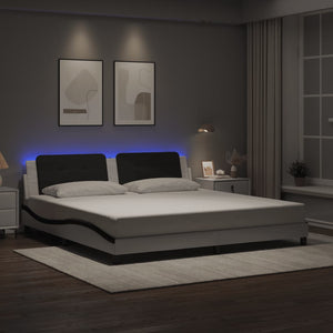 vidaXL Cadre de lit avec LED sans matelas "Zadar" Blanc et noir 200x200 cm