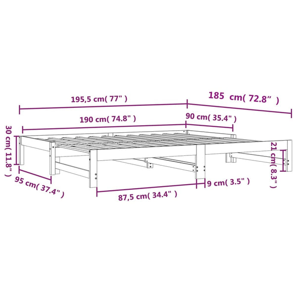 Ausziehbares Tagesbett Wachsbraun 90x190 cm