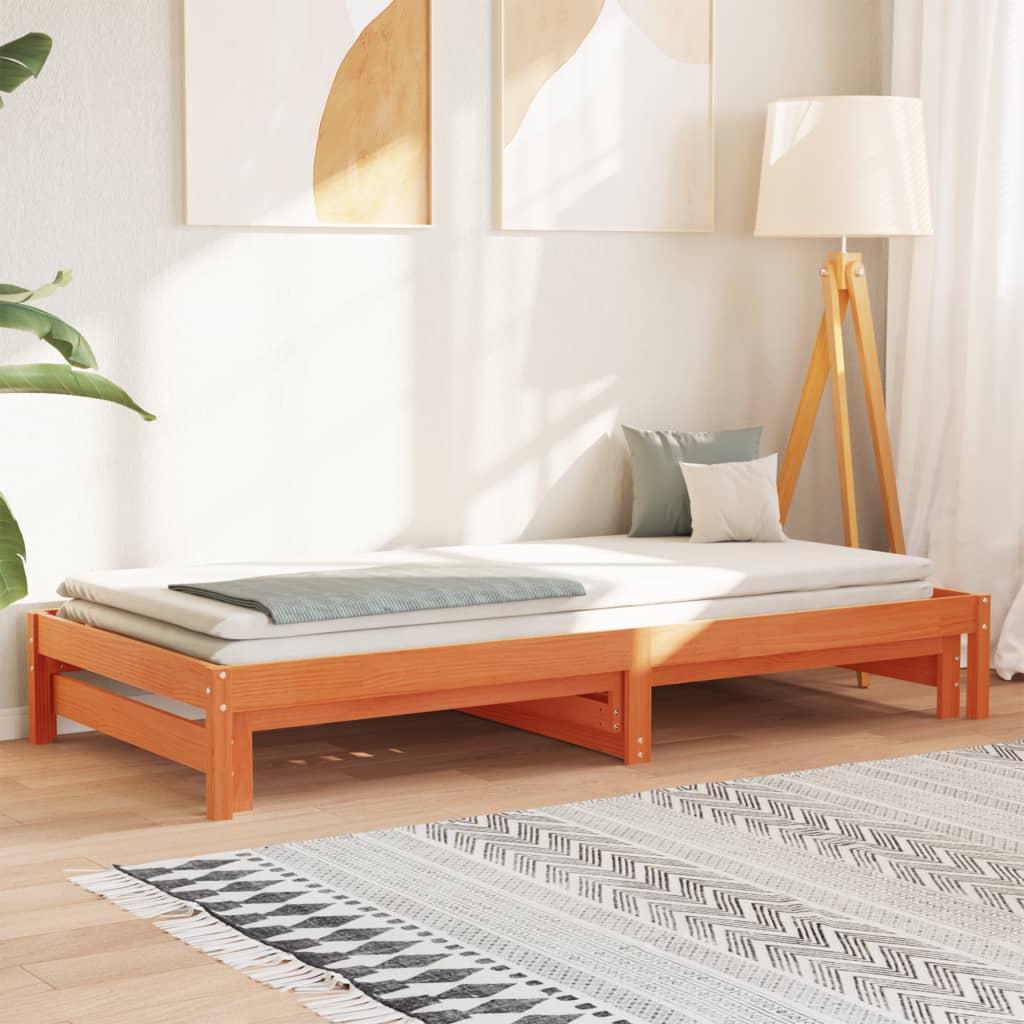 Ausziehbares Tagesbett Wachsbraun 90x190 cm