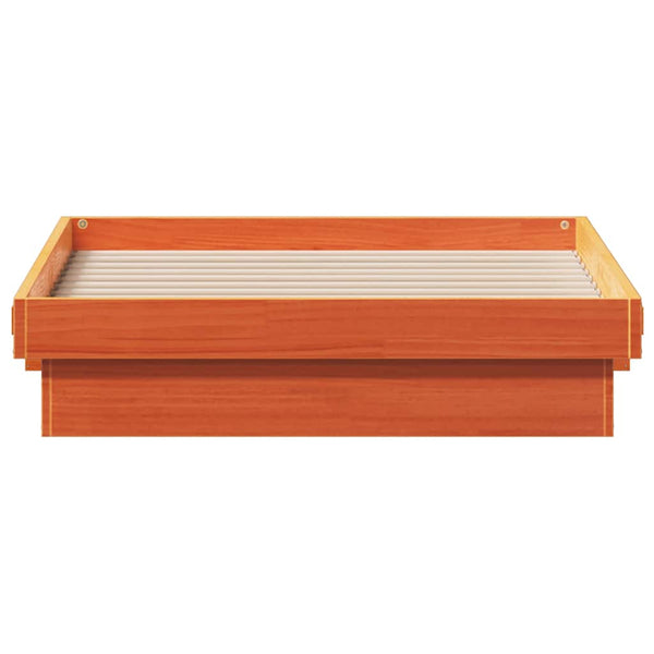vidaXL Lit en bois massif avec éclairage LED marron ciré 90x200 cm pin