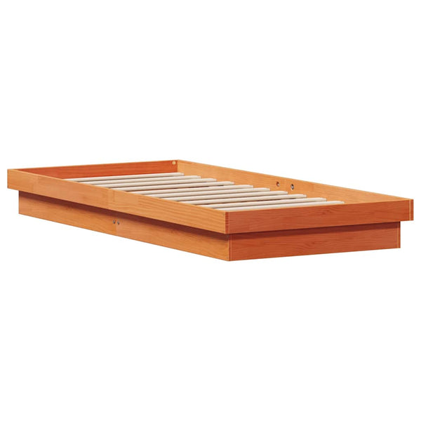 vidaXL Lit en bois massif avec éclairage LED marron ciré 90x200 cm pin