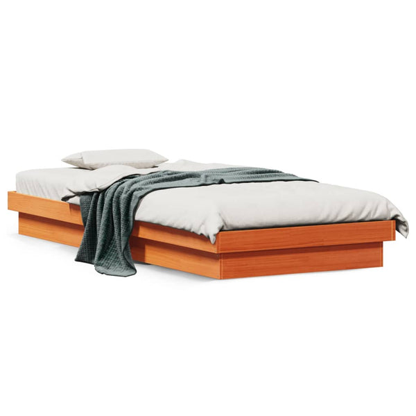 Massivholzbett Kiefer mit LED 100x200 cm
