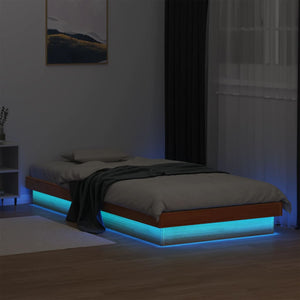 Massivholzbett Kiefer mit LED 100x200 cm