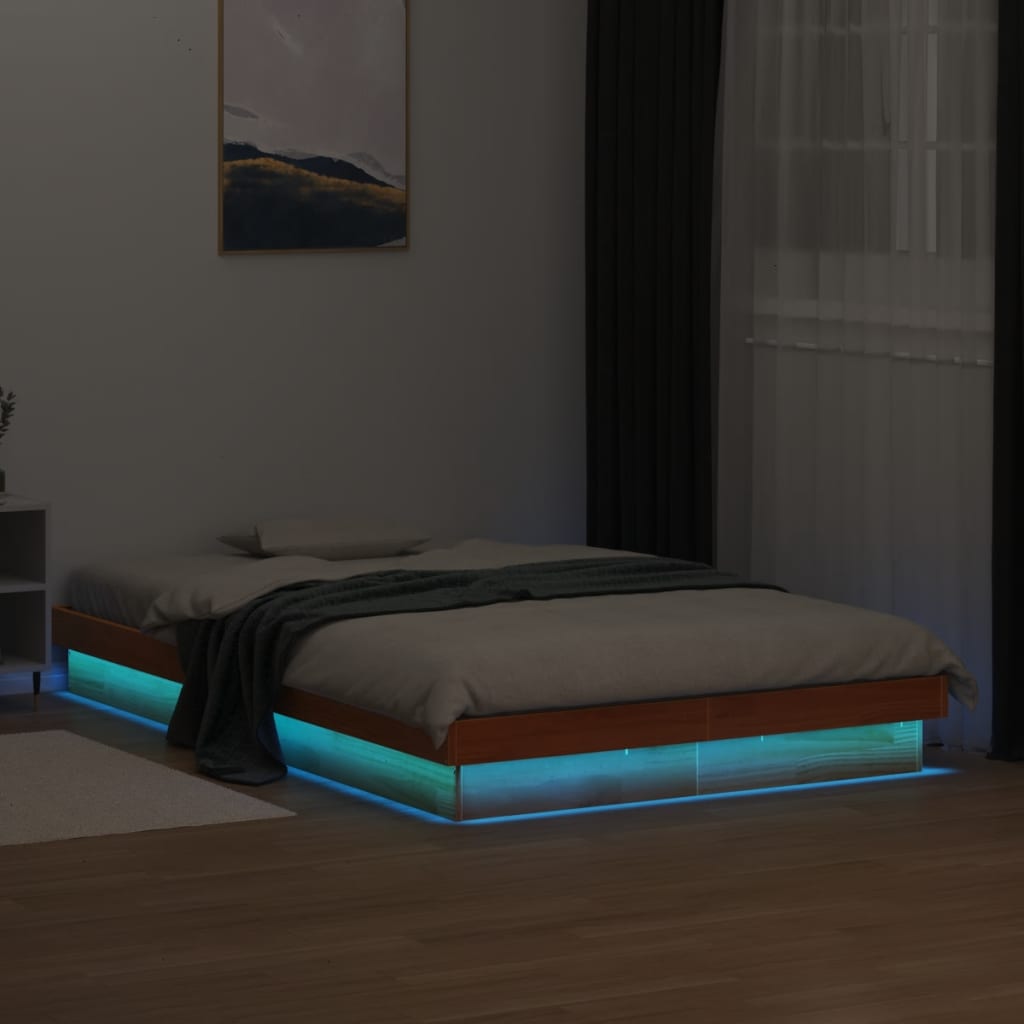 Massivholzbett Kiefer 140x200 cm mit LED
