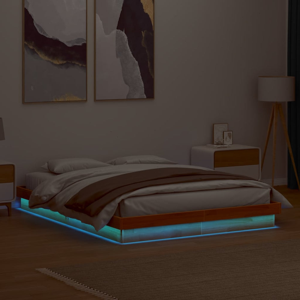 Massivholzbett Kiefer 160x200 cm mit LED