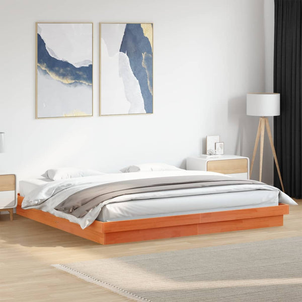 Massivholzbett Kiefer mit LED 200x200 cm