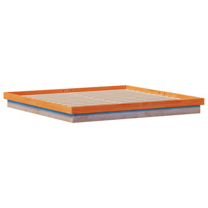 Massivholzbett Kiefer mit LED 200x200 cm
