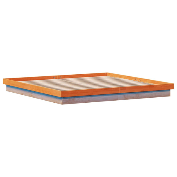 Massivholzbett Kiefer mit LED 200x200 cm