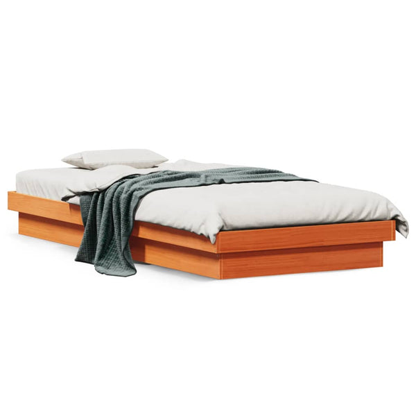 Massivholzbett Kiefer mit LED 90x190 cm