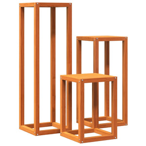 3er Set Pflanzenständer Wachsbraun Kiefer Massivholz