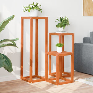 3er Set Pflanzenständer Wachsbraun Kiefer Massivholz