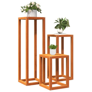 3er Set Pflanzenständer Wachsbraun Kiefer Massivholz