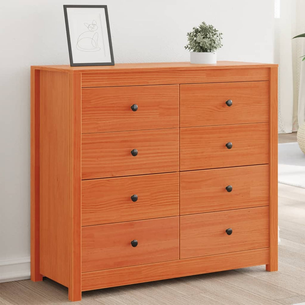 Beistellschrank Kiefer Massivholz Wachsbraun 100x40x90 cm