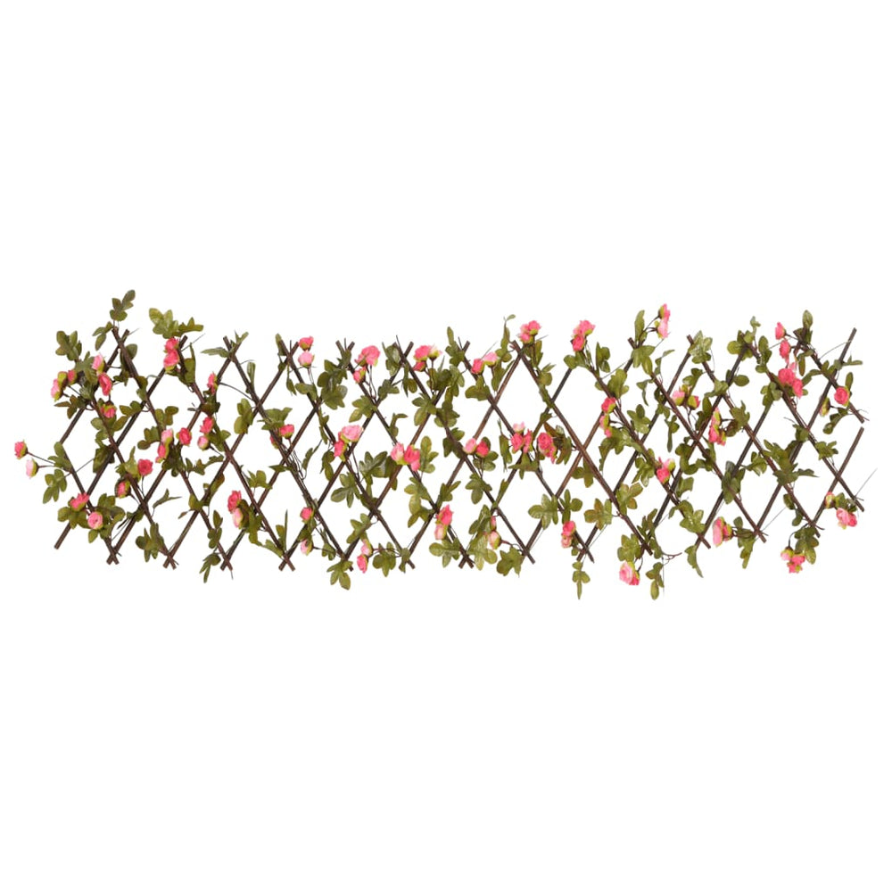 vidaXL Treillis extensible avec lierre artificiel rose foncé 180x20 cm