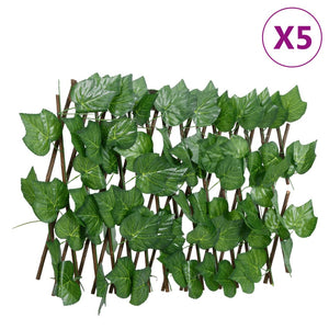 vidaXL Treillis avec feuilles de vigne artificielles 5 pcs Extensible 180x20cm
